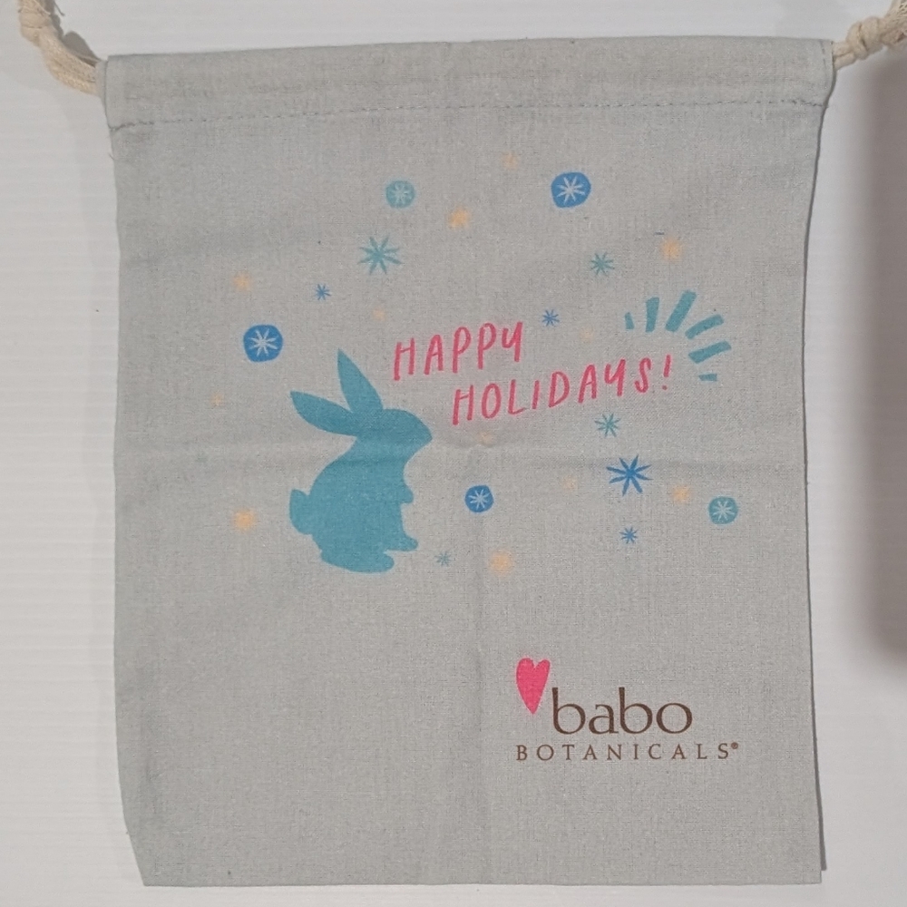 Babo Botanicals Holiday Cotton Drawstring Gift Bag Eco Friendly Gift Bag